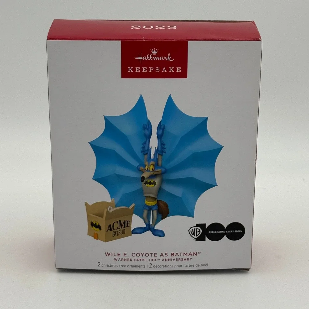 Hallmark 2023 Wile E. Coyote as Batman WB 100th Anniversary Ornament Set 2pc